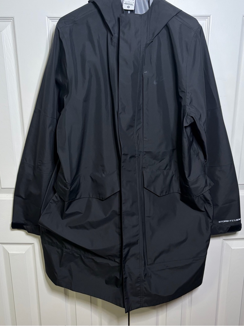 Nike Mens storm - Fitadv trench Rain Black  Hooded Jacket size large